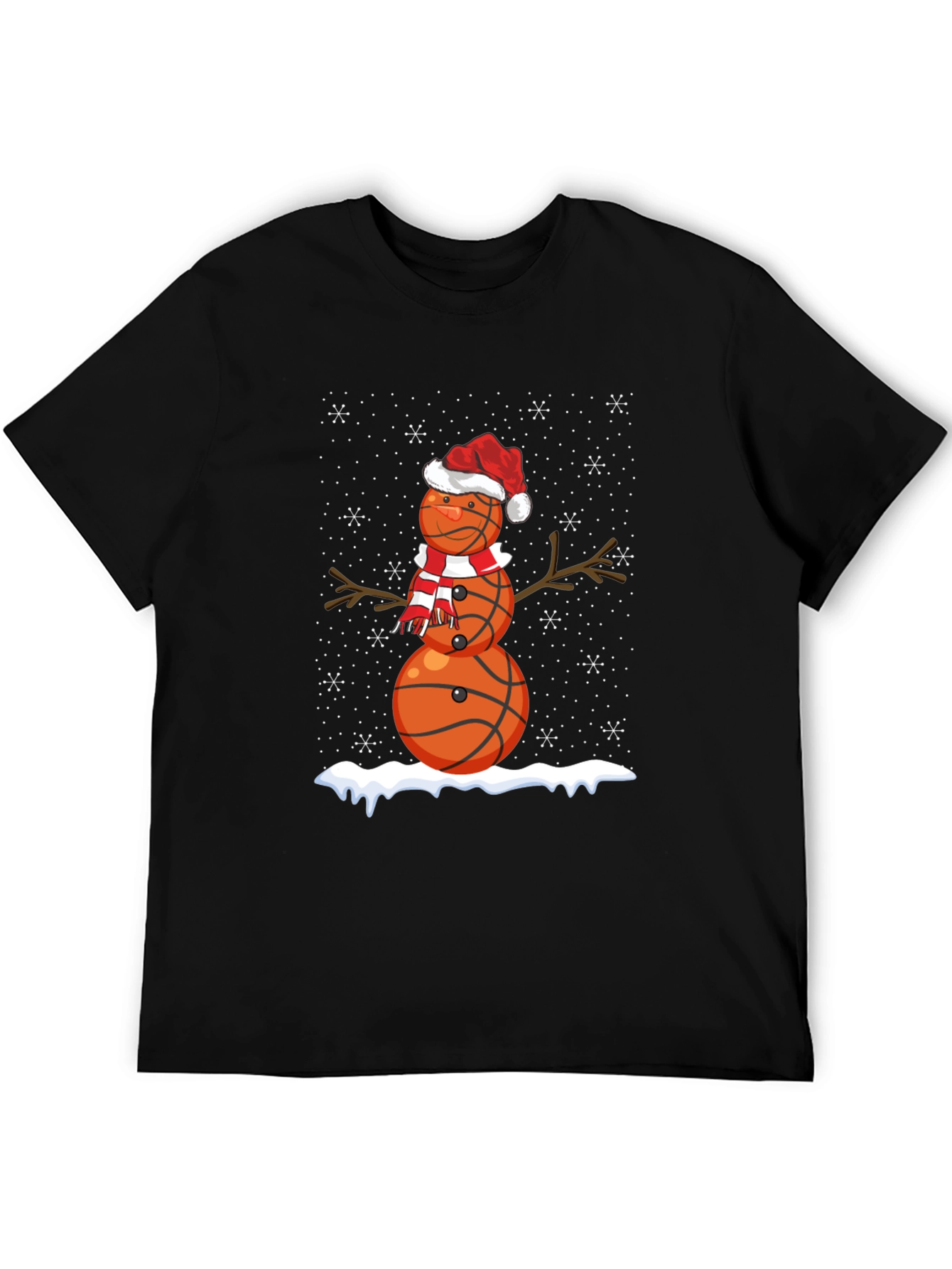 Basketball Snowman Christmas T-Shirt