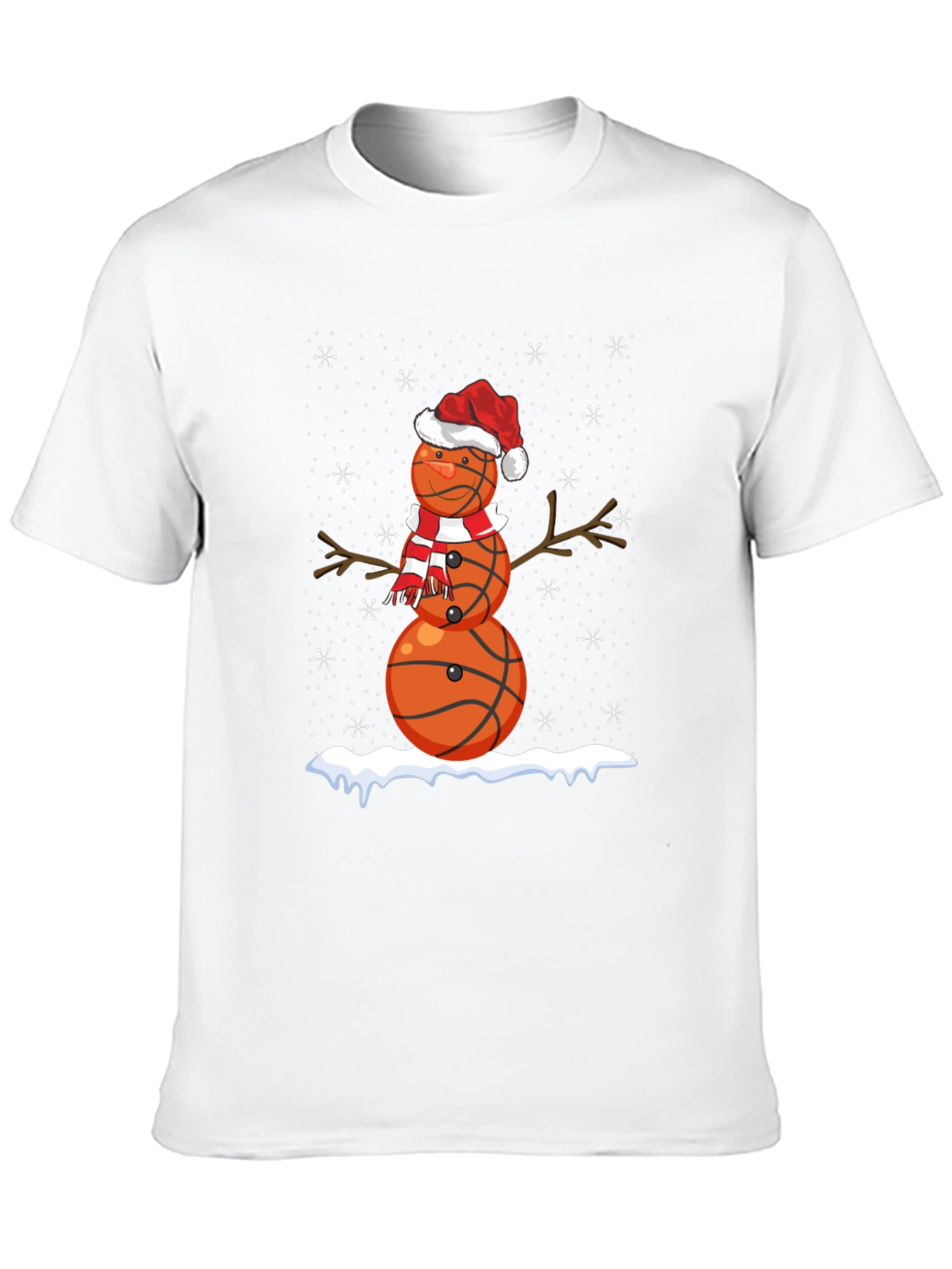 Basketball Snowman Christmas T-Shirt