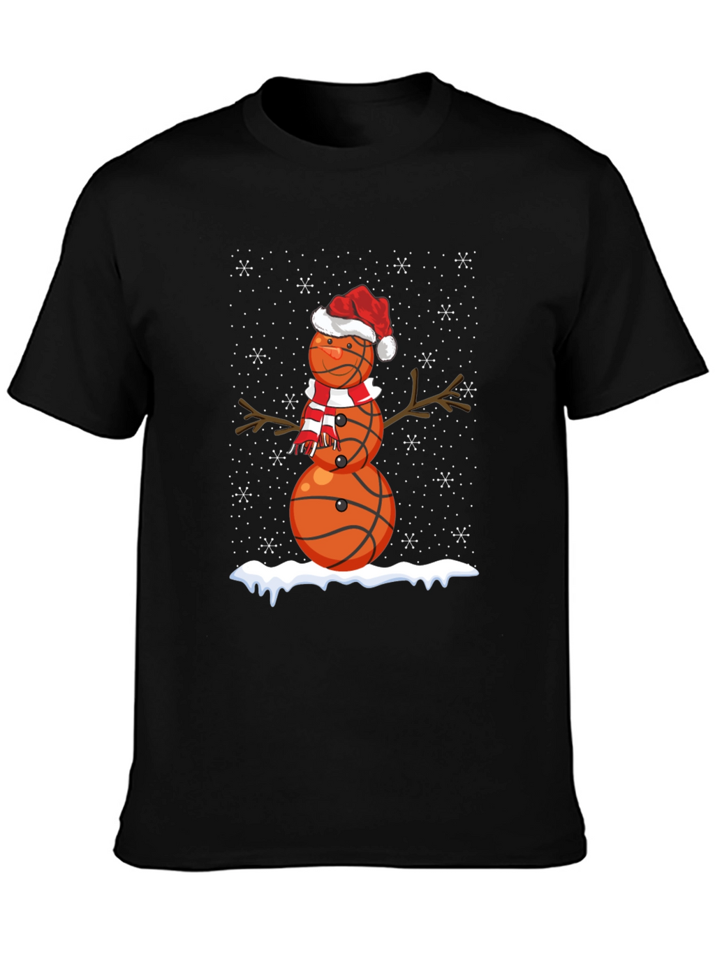 Basketball Snowman Christmas T-Shirt