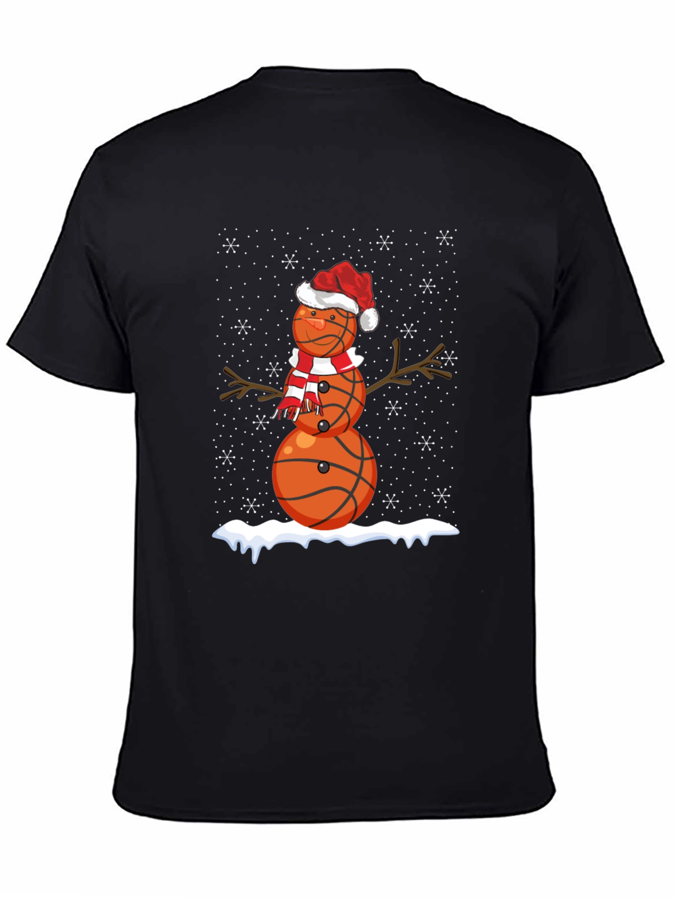 Basketball Snowman Christmas T-Shirt