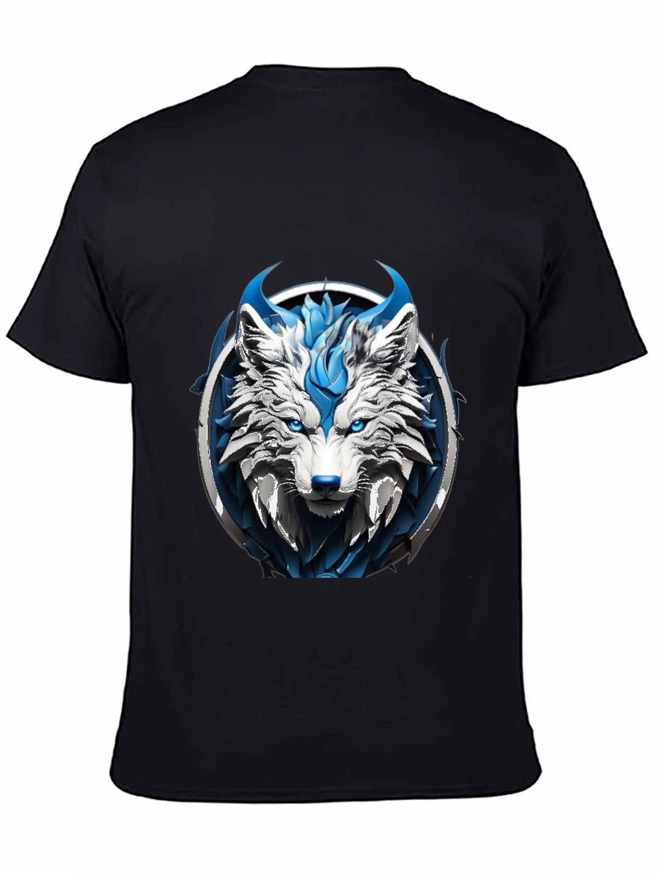 Abstract Blue Wolf Graphic Tee