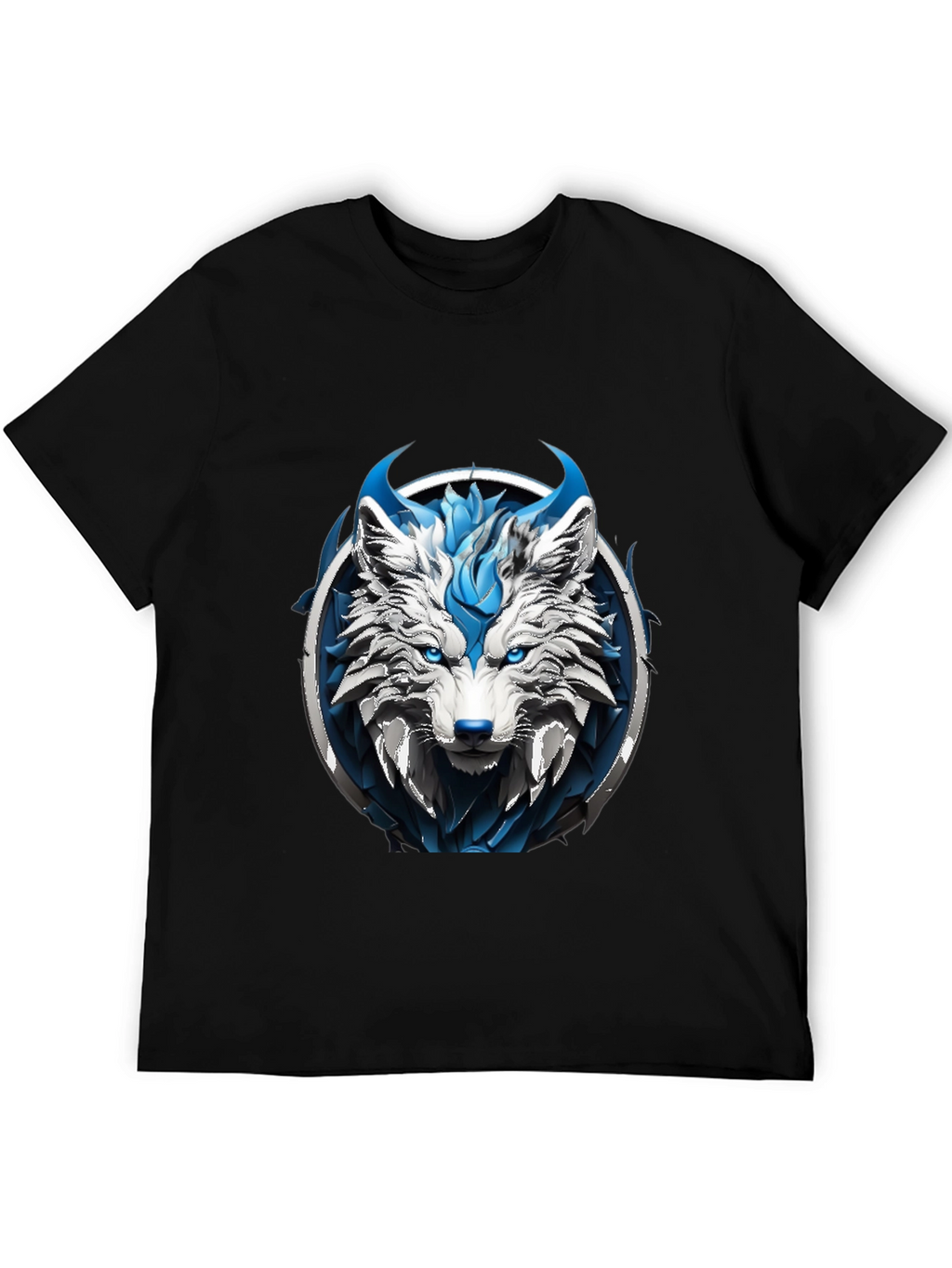 Abstract Blue Wolf Graphic Tee