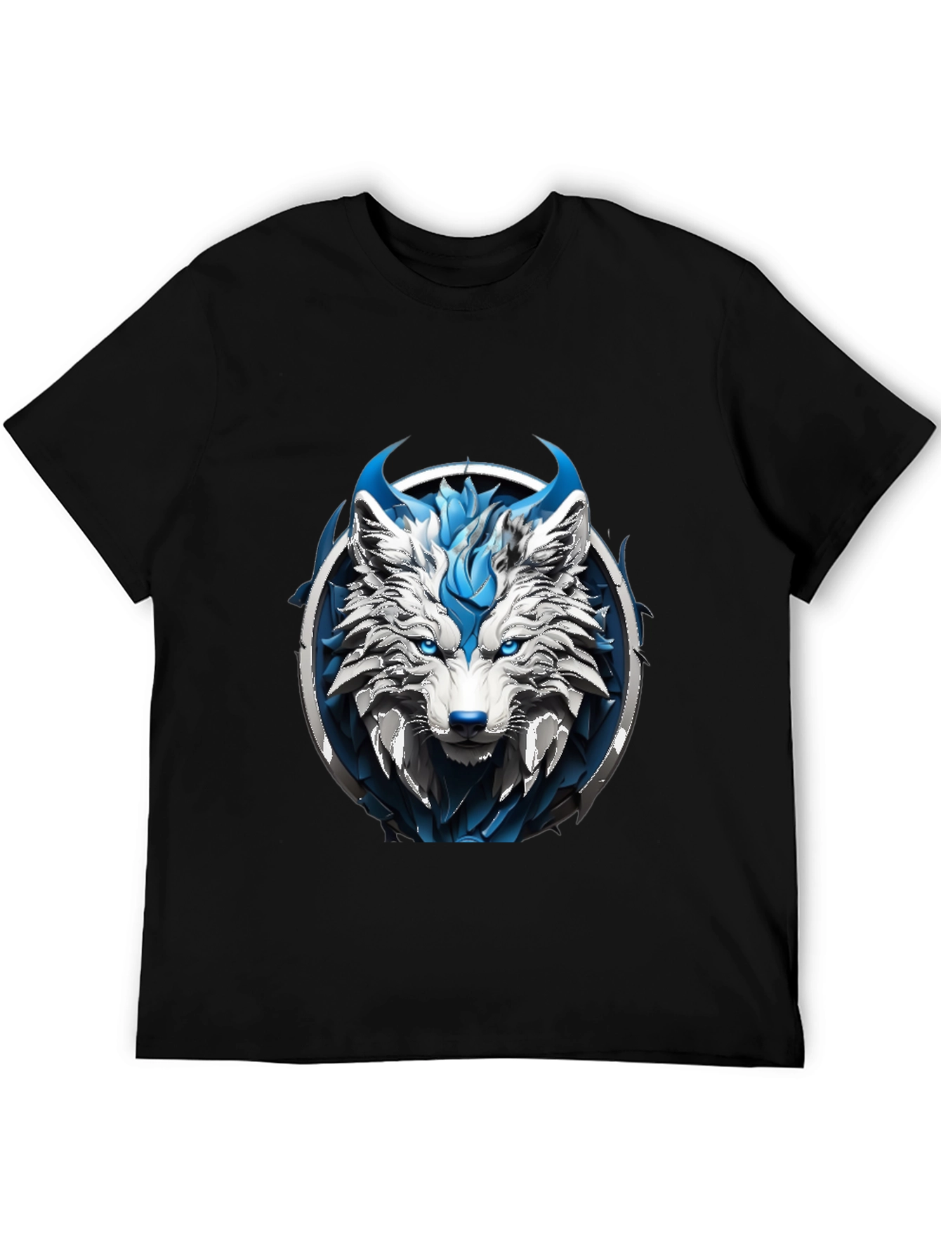 Abstract Blue Wolf Graphic Tee
