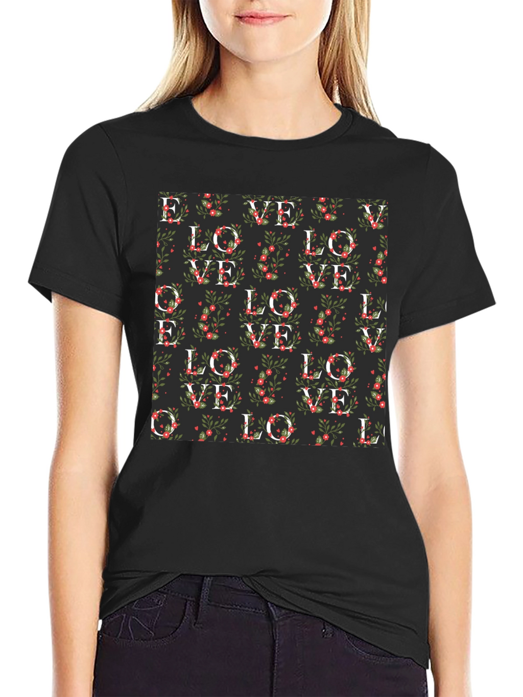 Floral Love Pattern T-Shirt