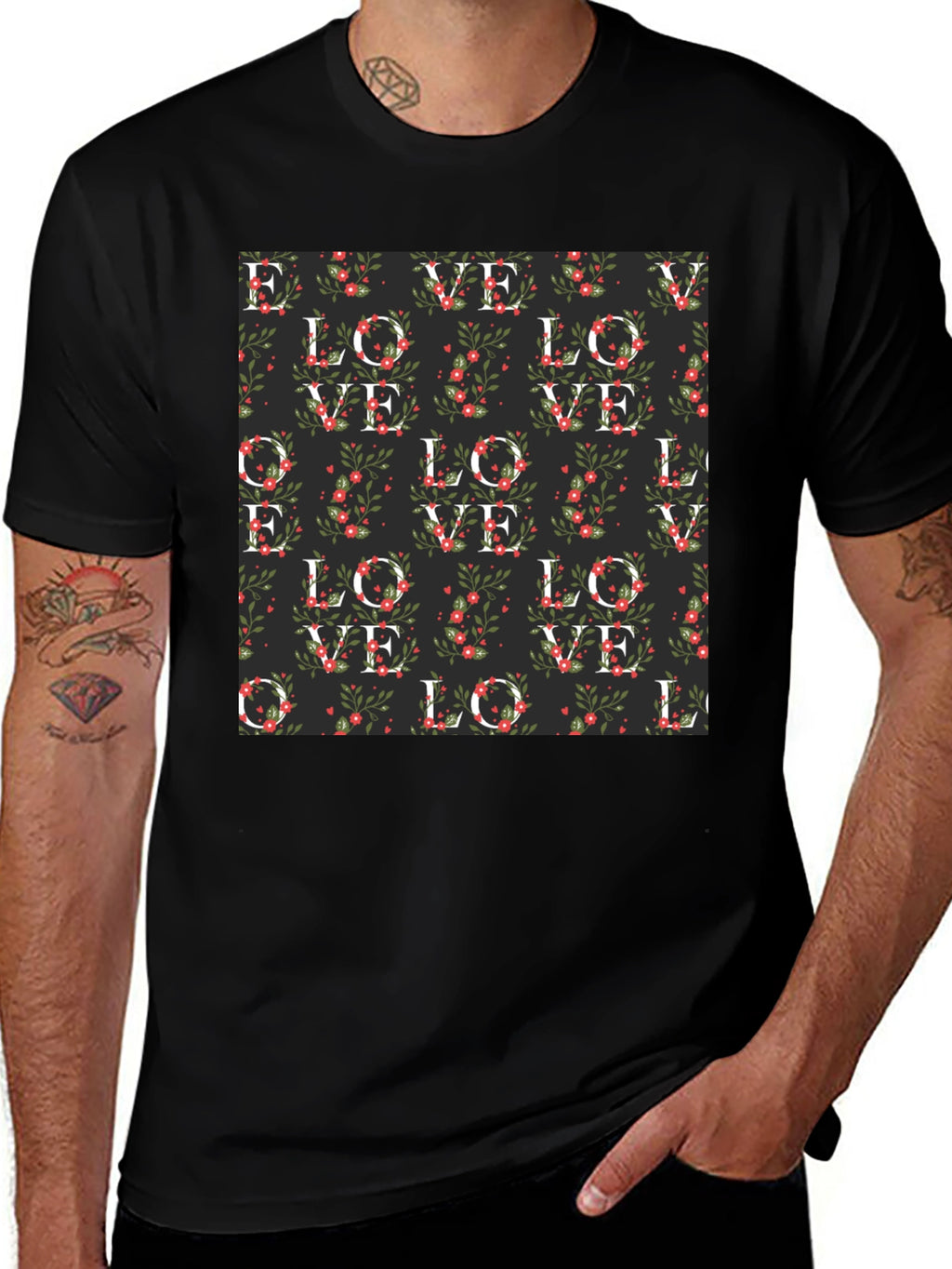Floral Love Pattern T-Shirt