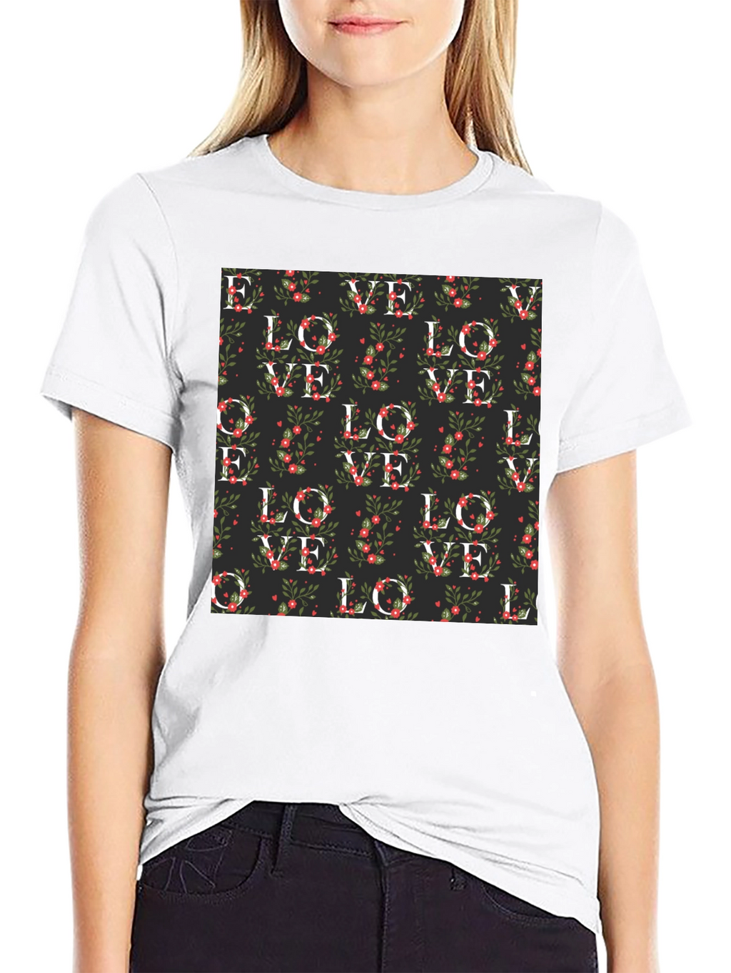 Floral Love Pattern T-Shirt
