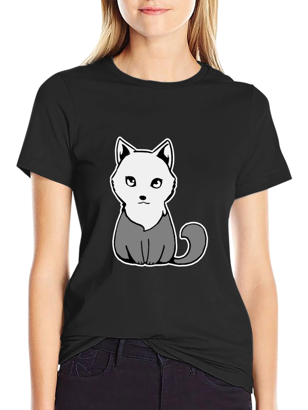 Cartoon Cat Graphic Tee - Mens Black T-Shirt