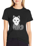 Cartoon Cat Graphic Tee - Mens Black T-Shirt
