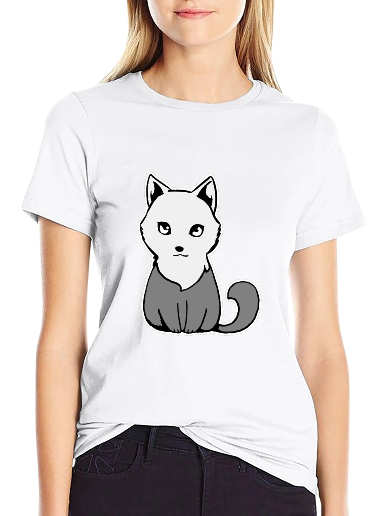 Cartoon Cat Graphic Tee - Mens Black T-Shirt