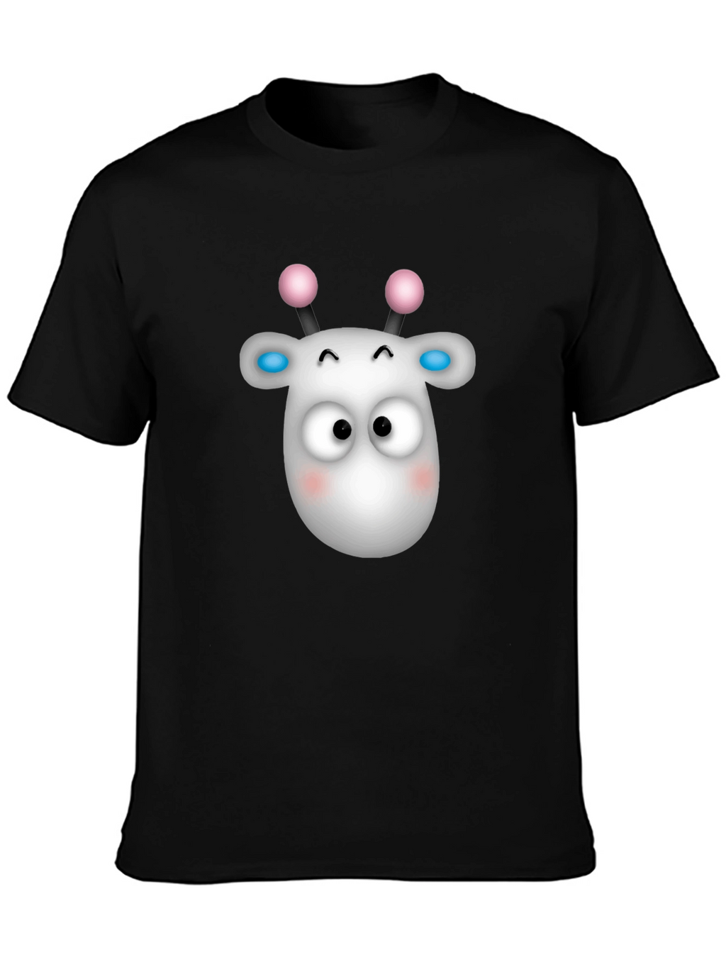 Cute Cartoon Animal Graphic Black T-Shirt