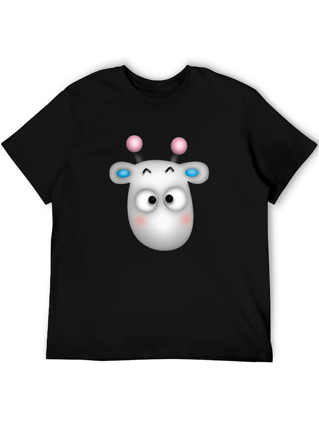 Cute Cartoon Animal Graphic Black T-Shirt