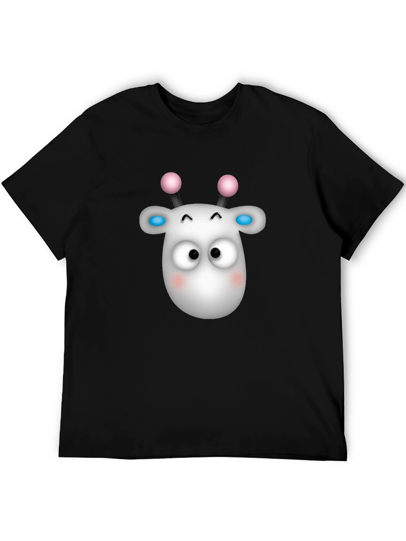 Cute Cartoon Animal Graphic Black T-Shirt