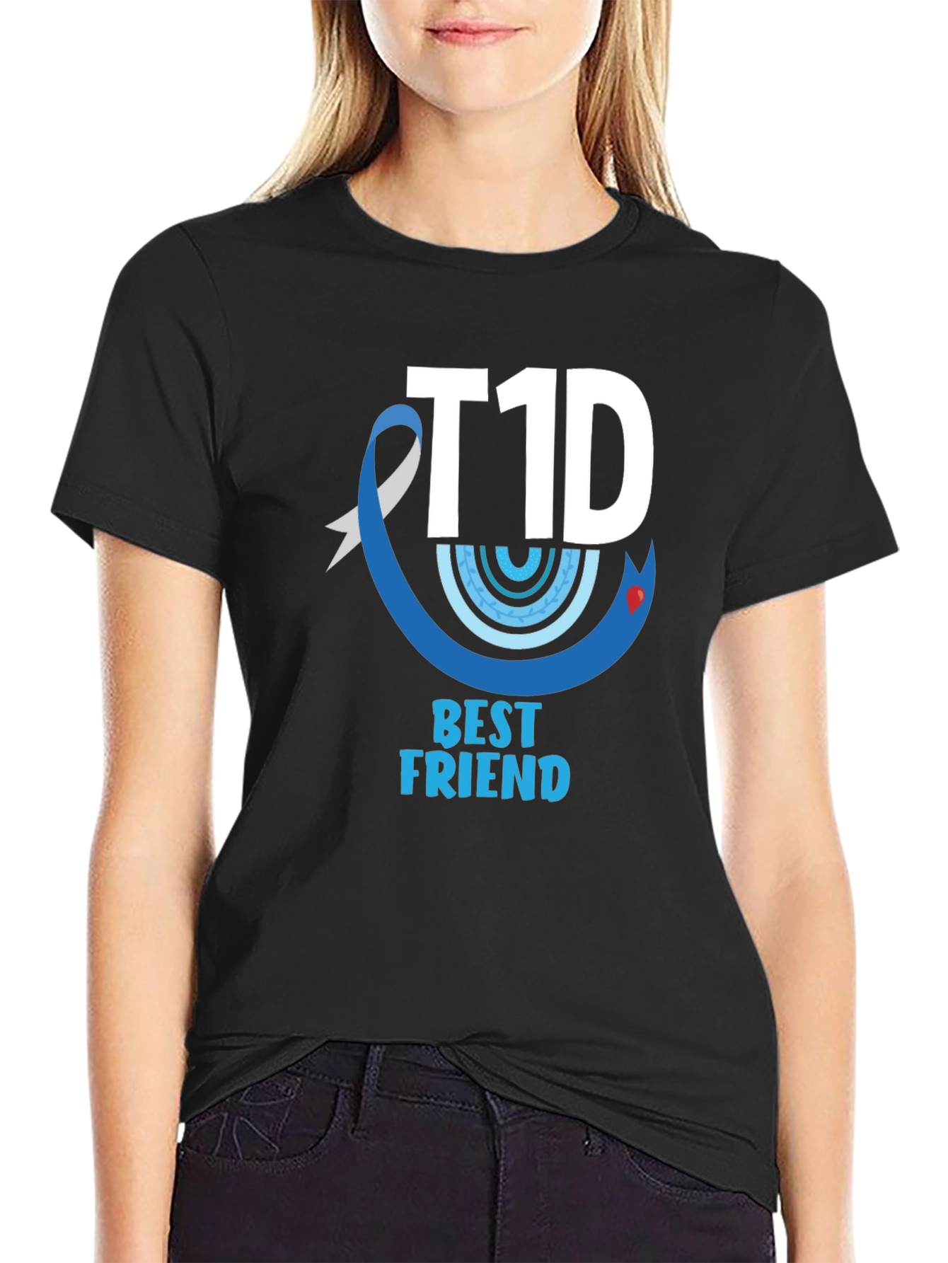 T1D Best Friend Black T-Shirt