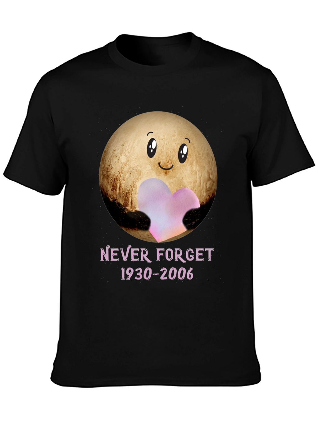 Pluto Never Forget T-Shirt - Heart Space Design