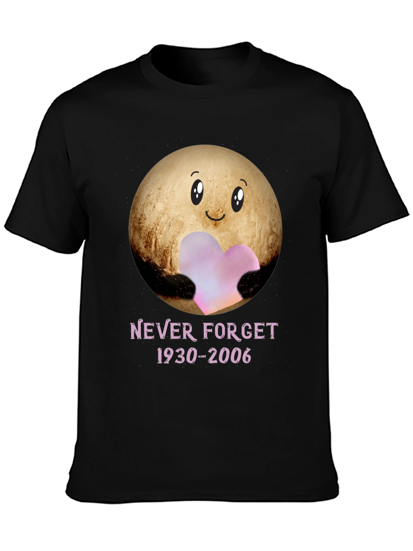 Pluto Never Forget T-Shirt - Heart Space Design