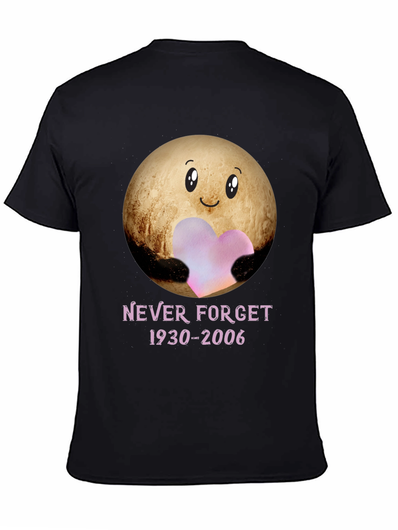 Pluto Never Forget T-Shirt - Heart Space Design