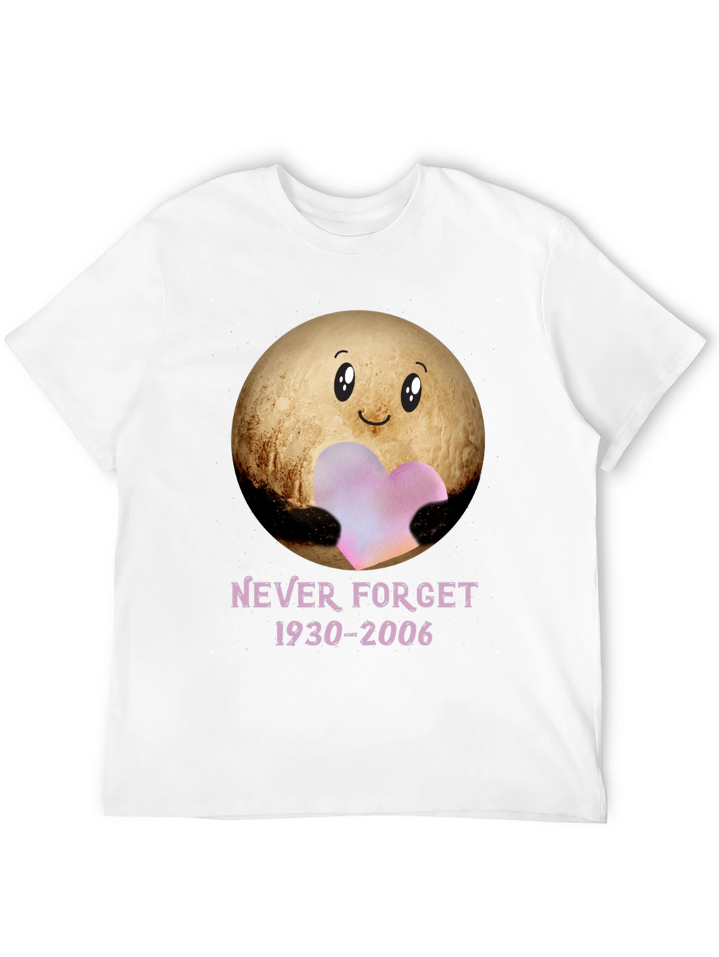 Pluto Never Forget T-Shirt - Heart Space Design