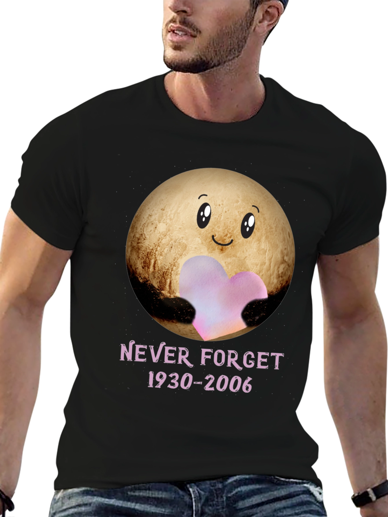 Pluto Never Forget T-Shirt - Heart Space Design