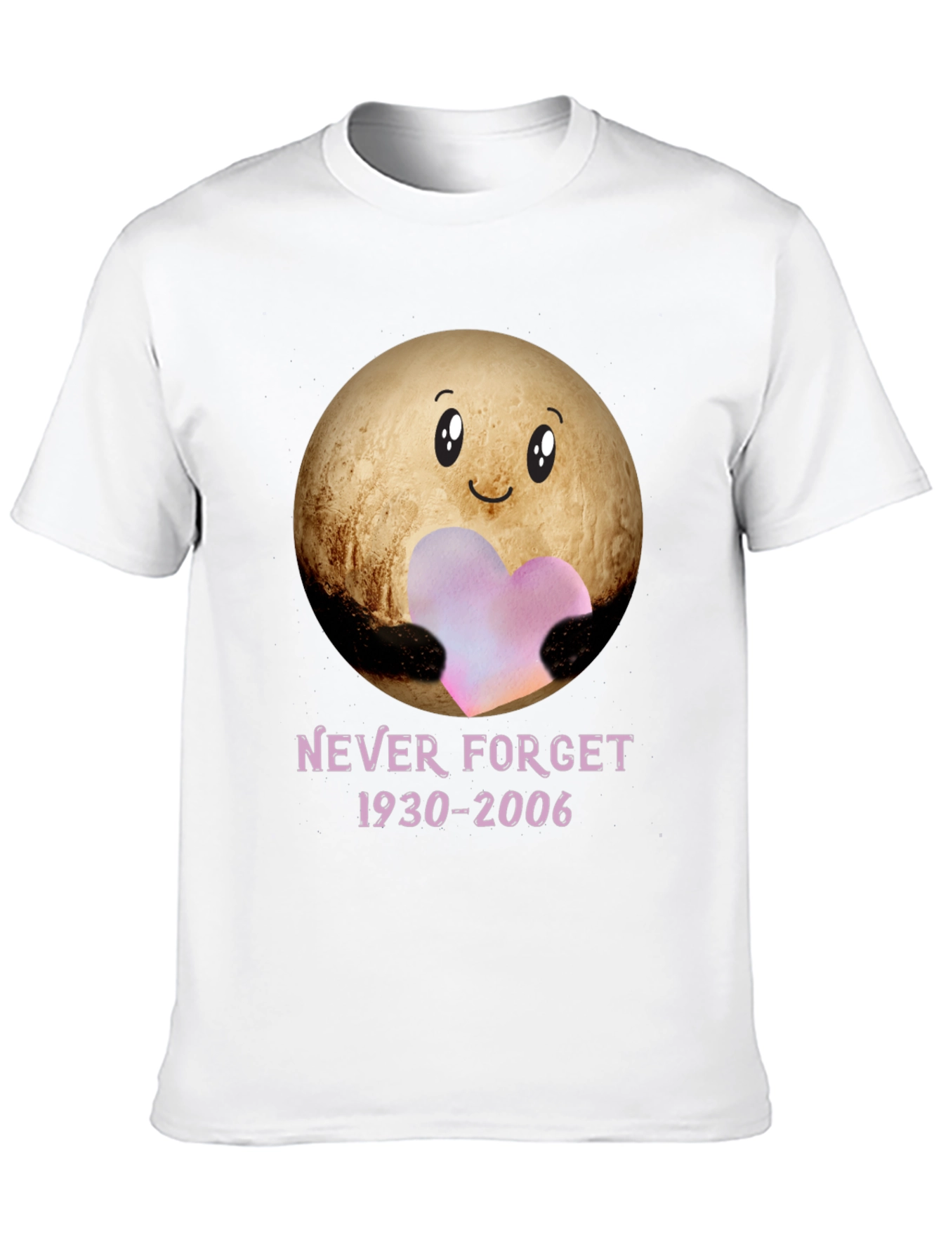 Pluto Never Forget T-Shirt - Heart Space Design