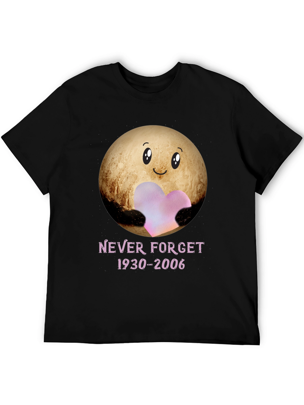 Pluto Never Forget T-Shirt - Heart Space Design