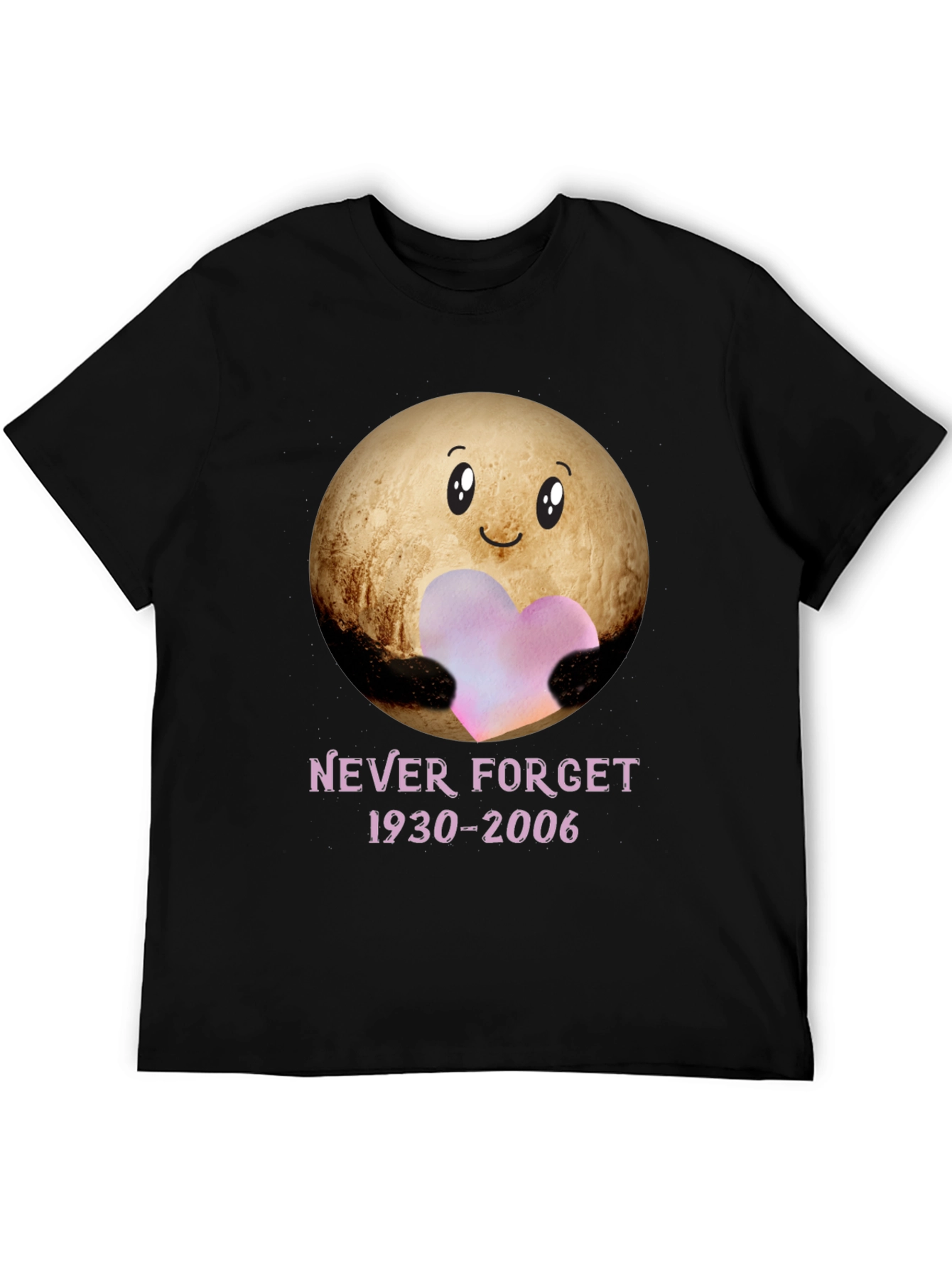 Pluto Never Forget T-Shirt - Heart Space Design