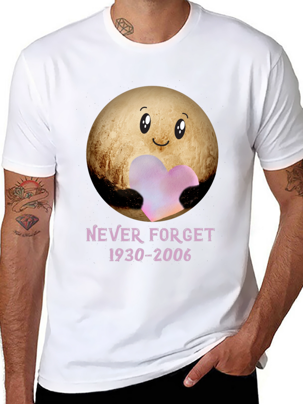 Pluto Never Forget T-Shirt - Heart Space Design