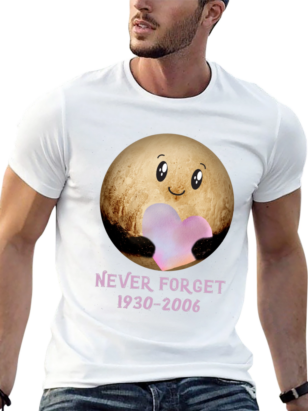 Pluto Never Forget T-Shirt - Heart Space Design