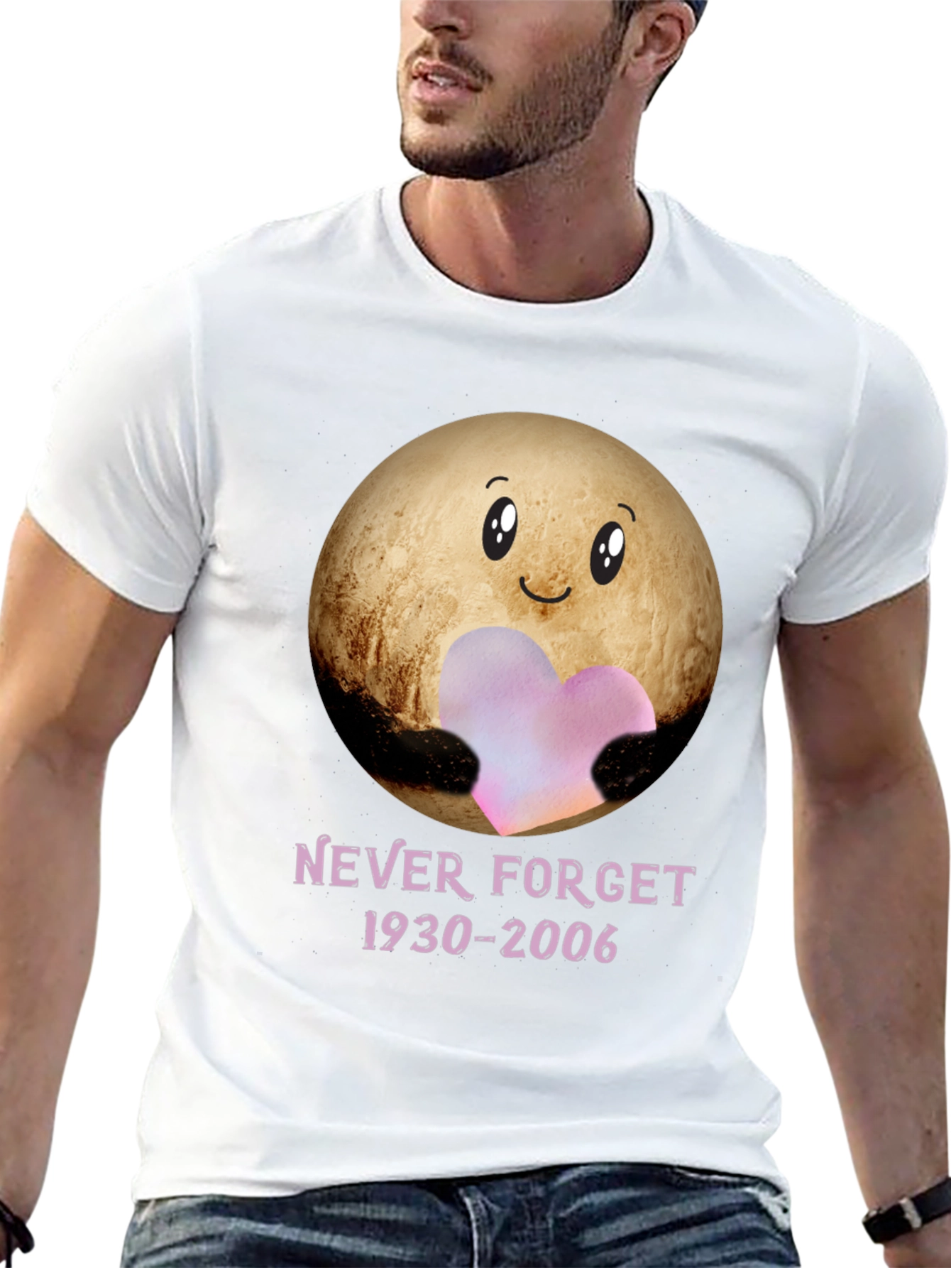 Pluto Never Forget T-Shirt - Heart Space Design