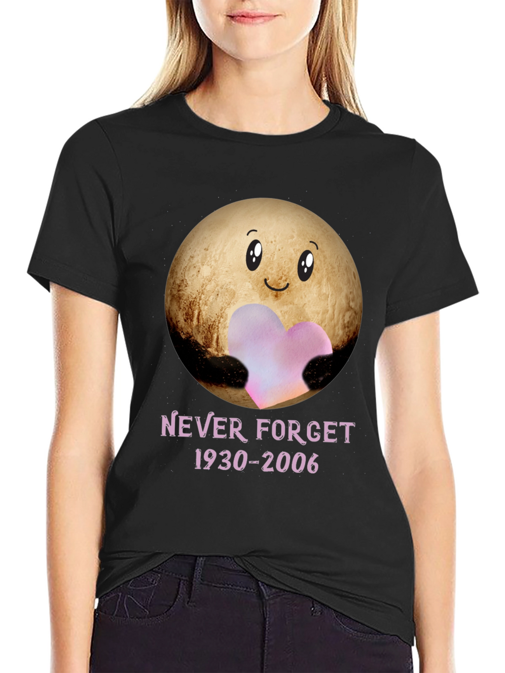 Pluto Never Forget T-Shirt - Heart Space Design