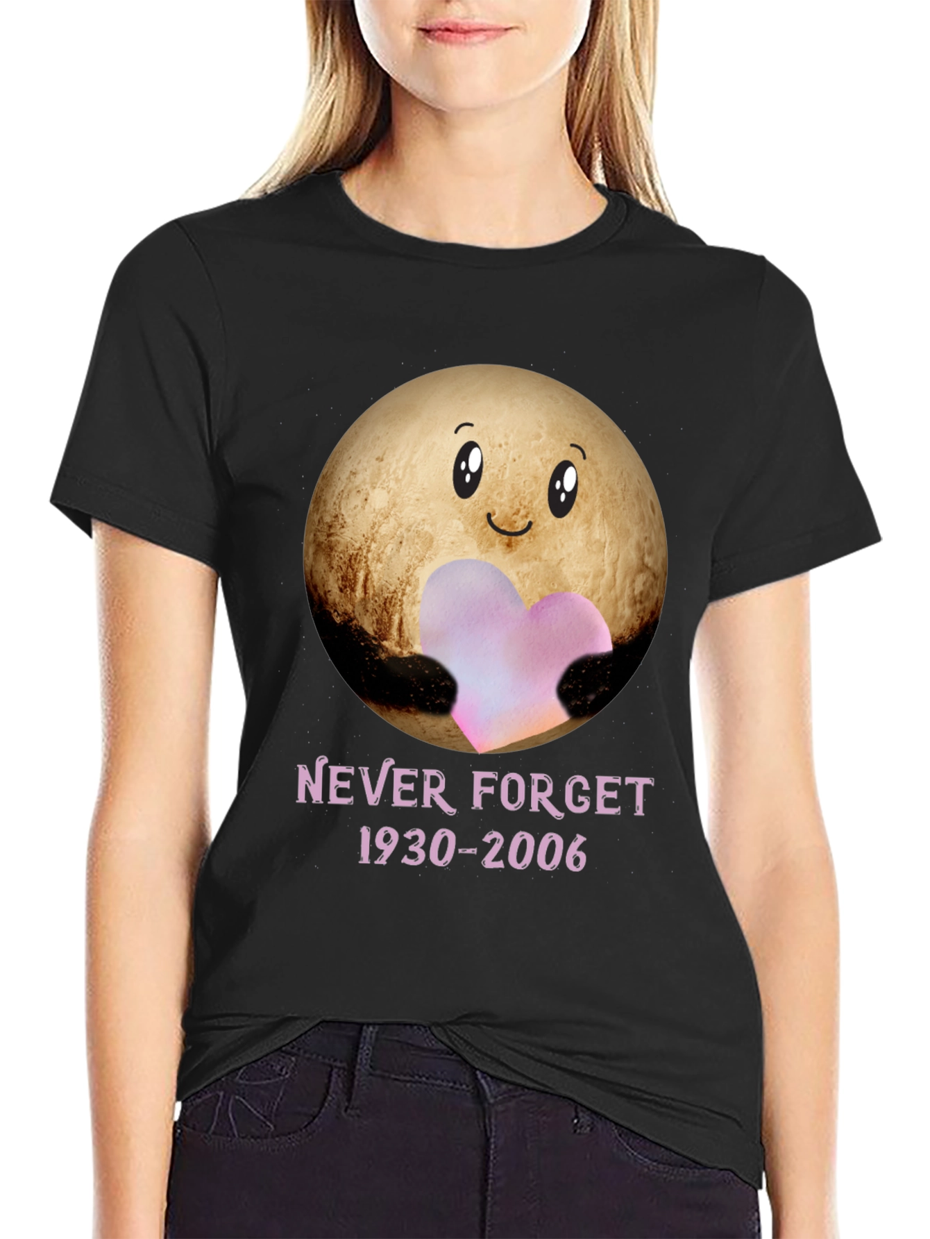 Pluto Never Forget T-Shirt - Heart Space Design