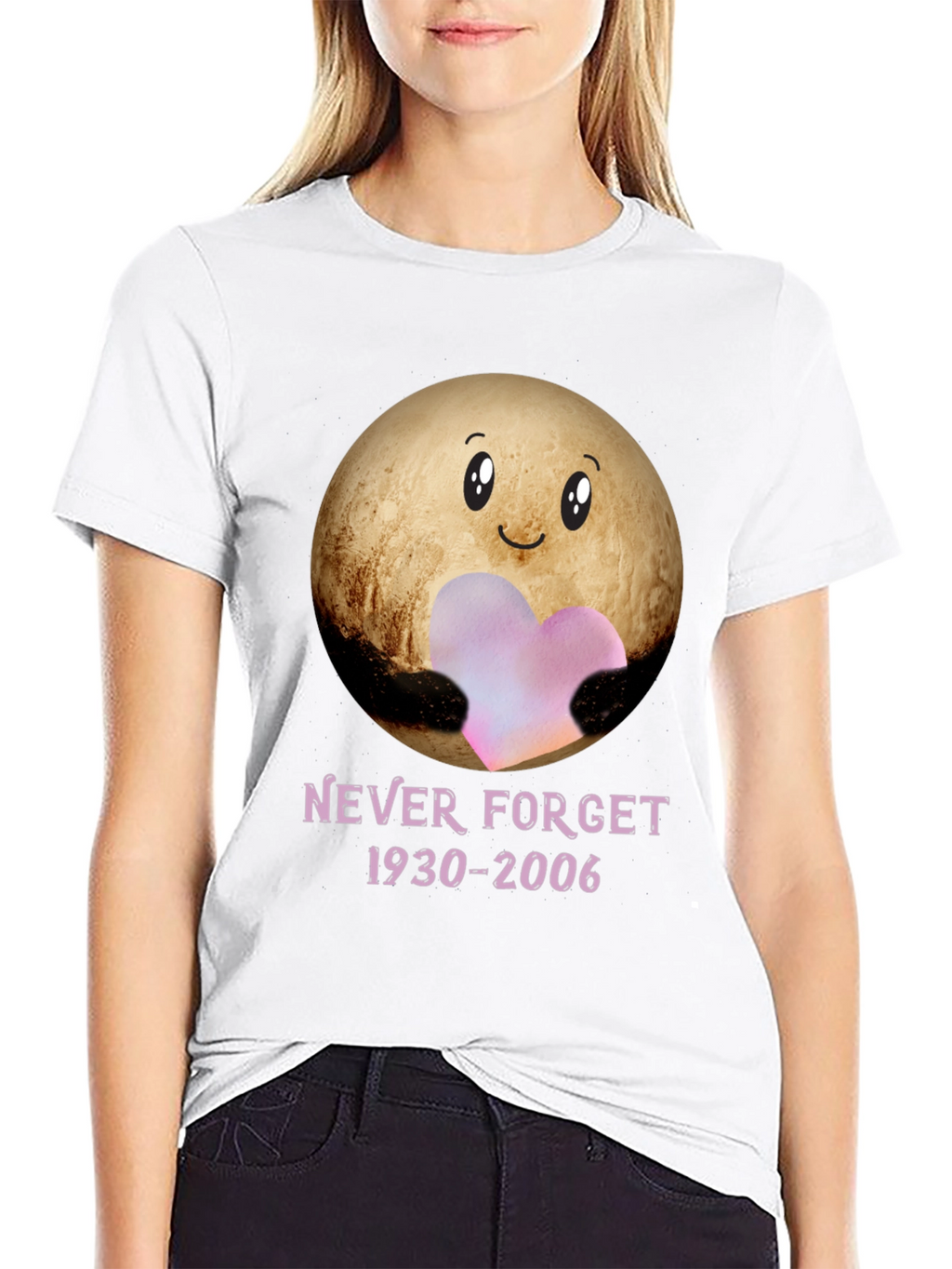 Pluto Never Forget T-Shirt - Heart Space Design