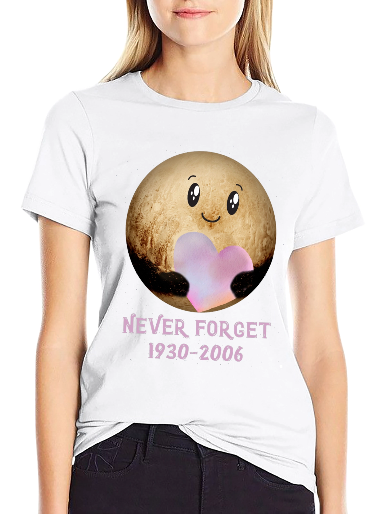 Pluto Never Forget T-Shirt - Heart Space Design