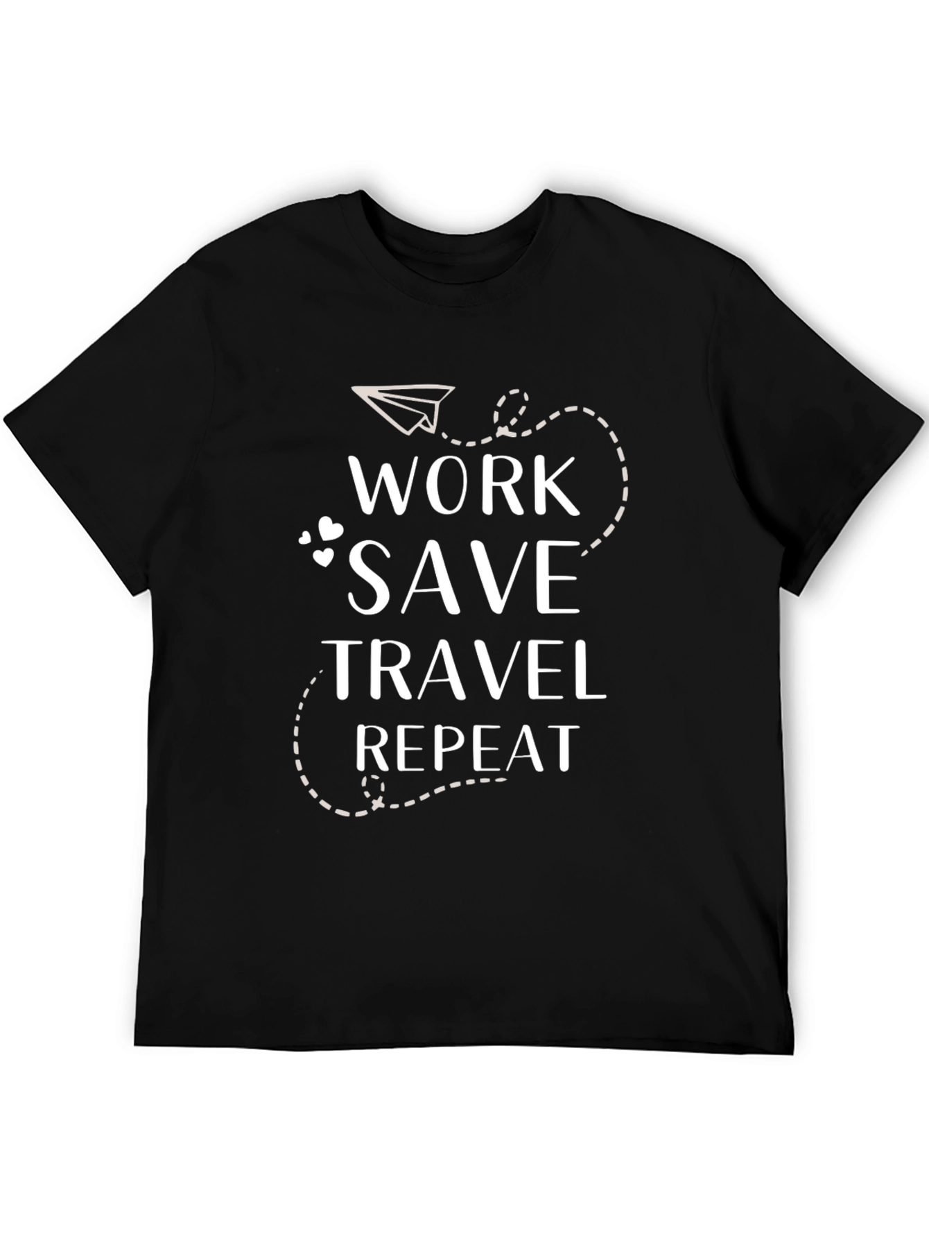 Work Save Travel Repeat Graphic Tee - Black Casual T-Shirt