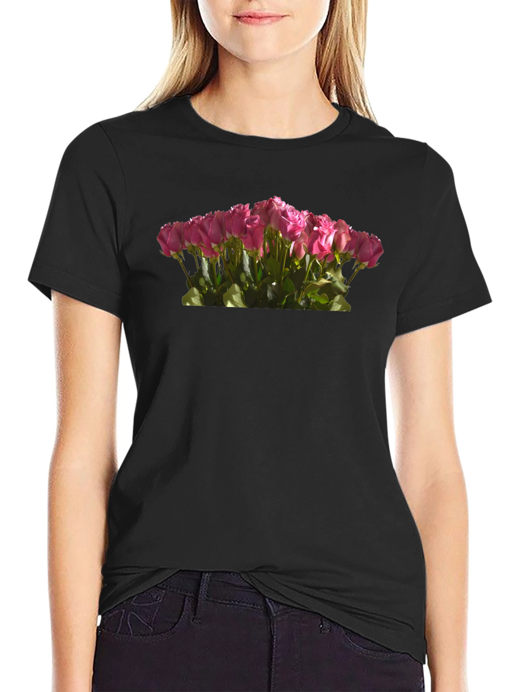 Roses Bouquet Black T-Shirt