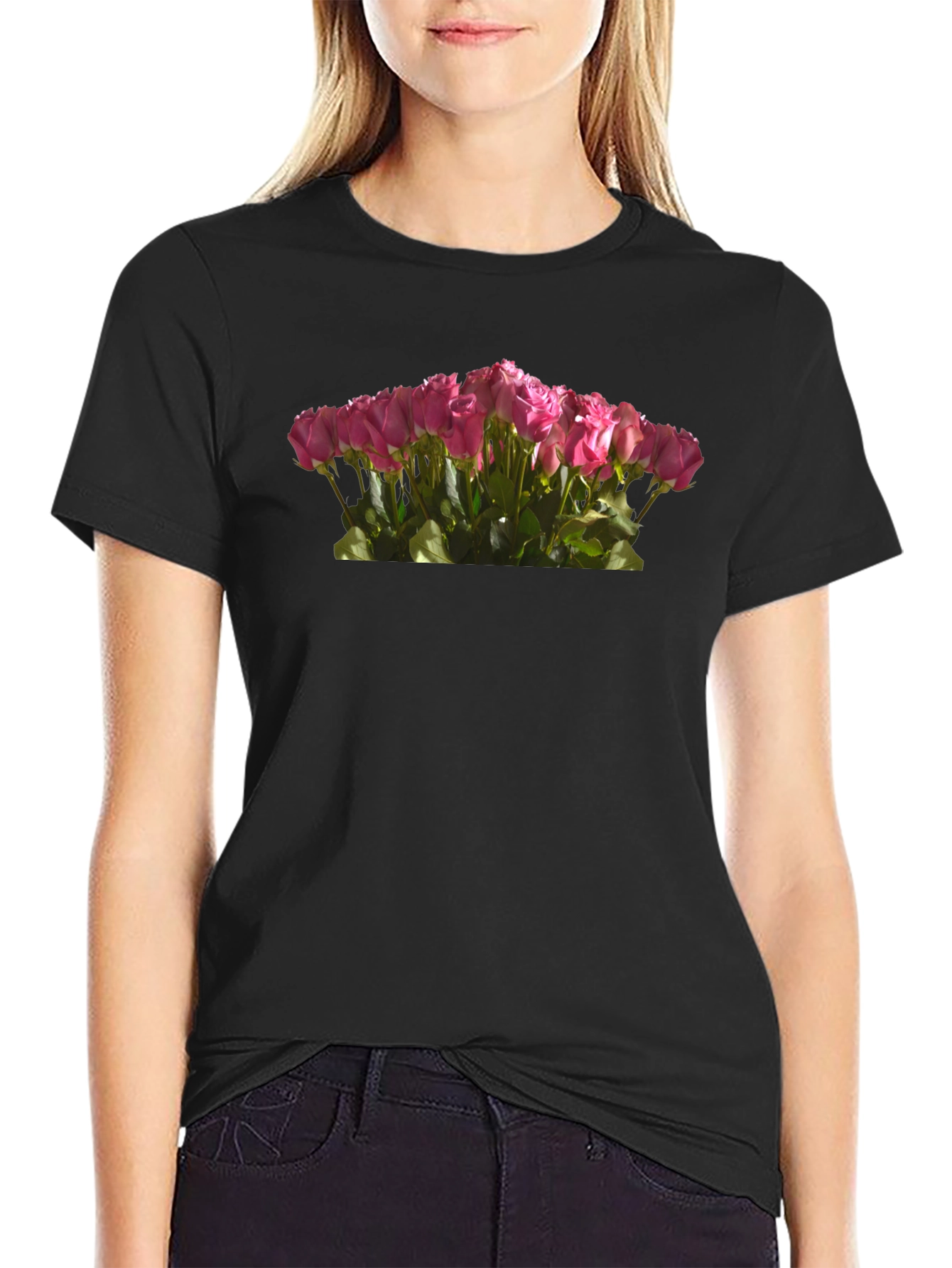 Roses Bouquet Black T-Shirt