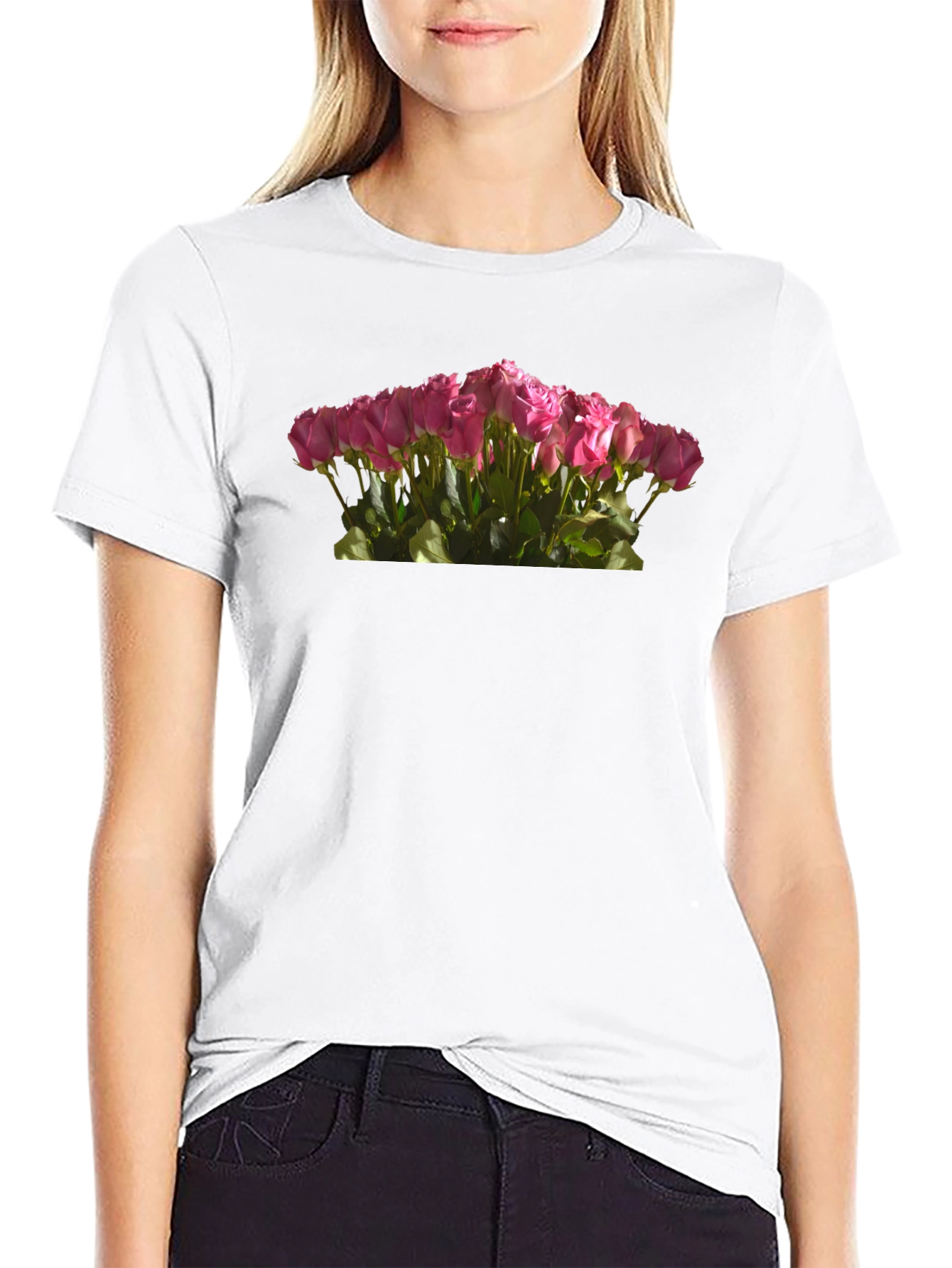 Roses Bouquet Black T-Shirt