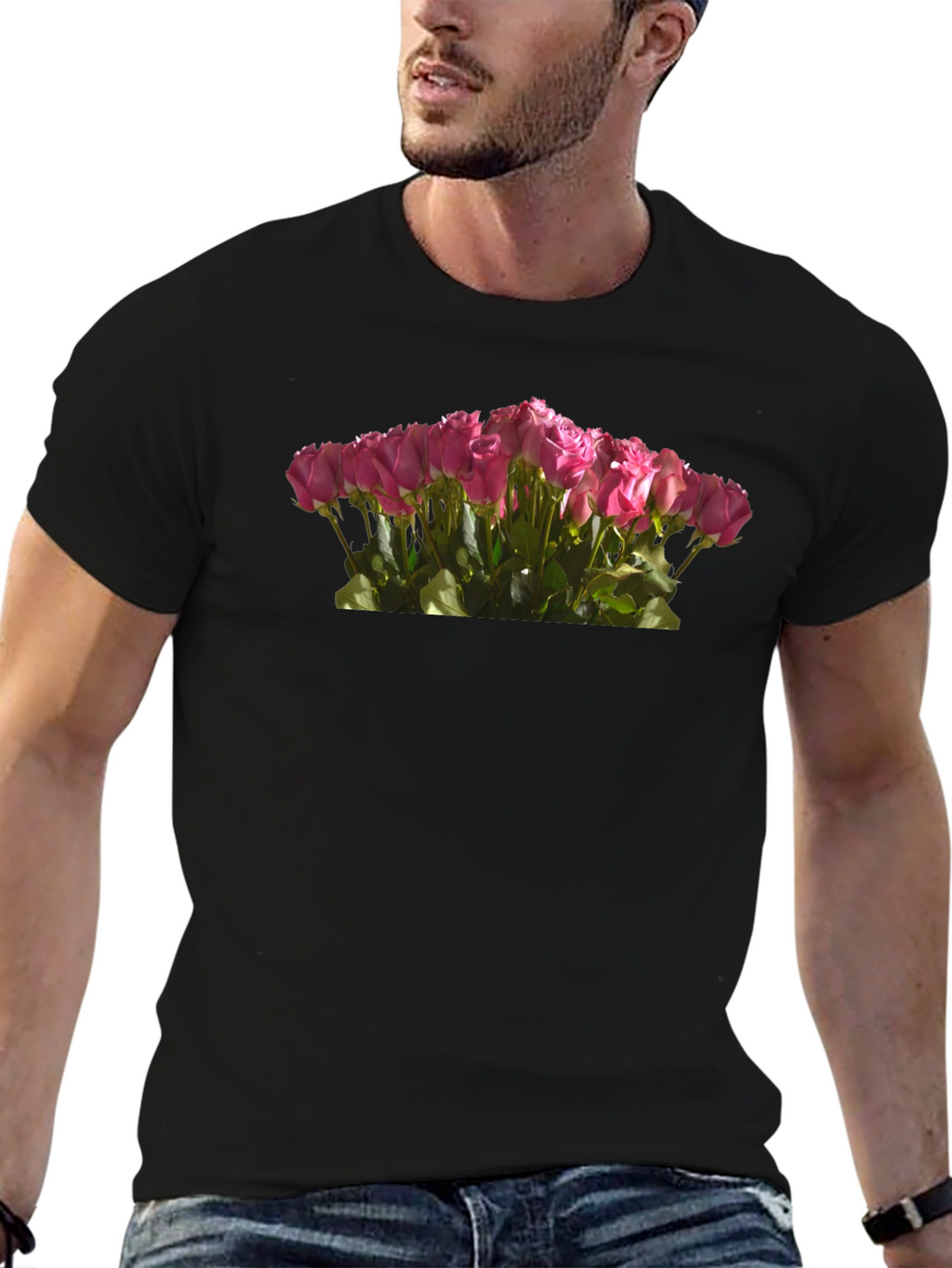 Roses Bouquet Black T-Shirt