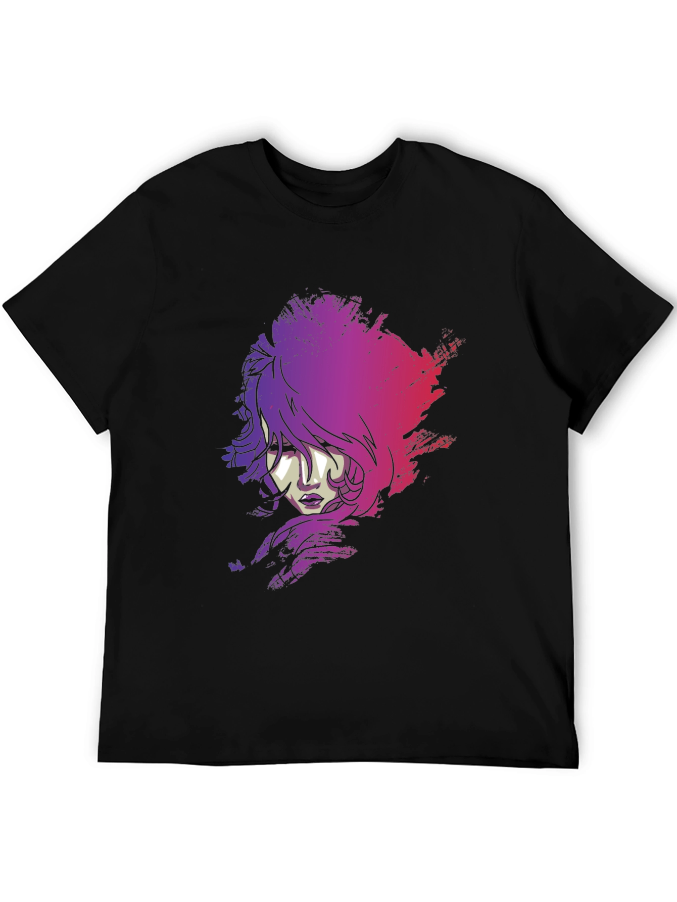 Vaporwave Woman Graphic Tee - Black Cotton