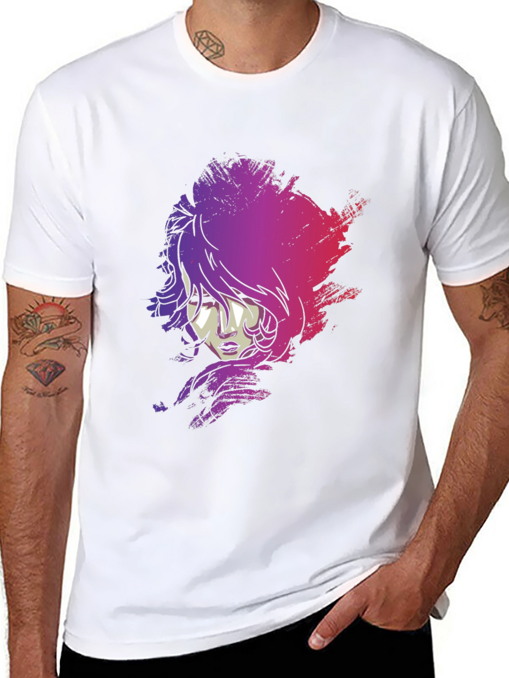 Vaporwave Woman Graphic Tee - Black Cotton