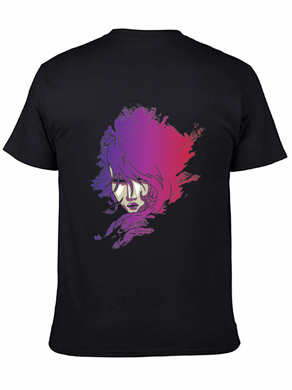 Vaporwave Woman Graphic Tee - Black Cotton