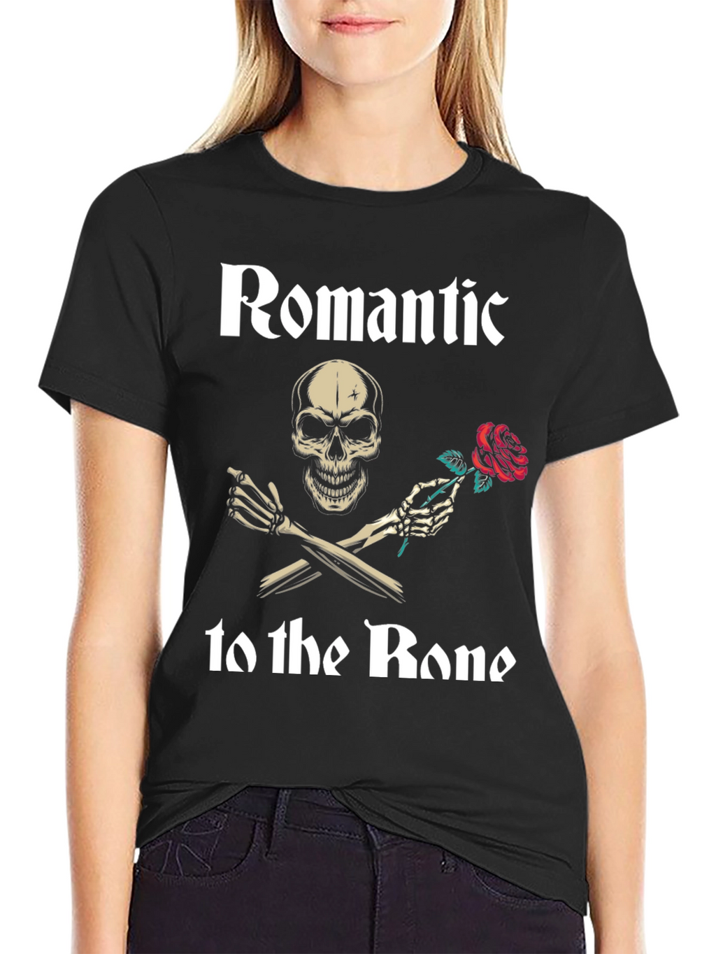 Romantic to the Bone T-Shirt Skull Rose Graphic