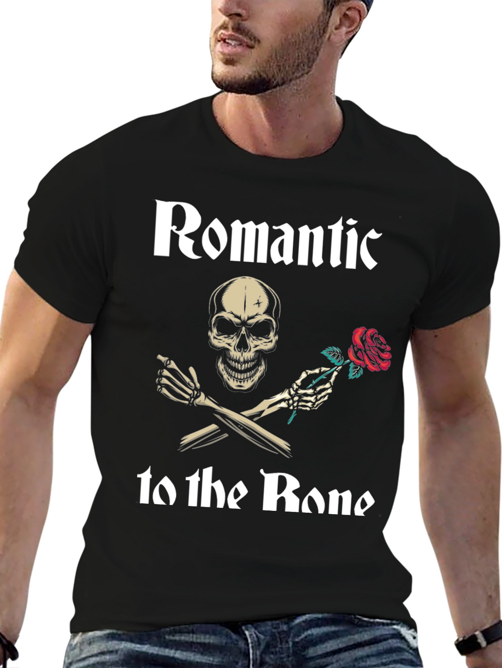 Romantic to the Bone T-Shirt Skull Rose Graphic