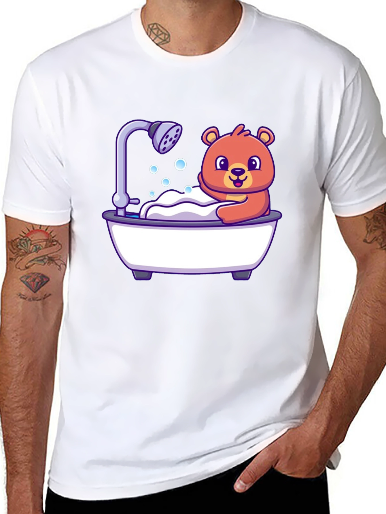 Cute Bear Taking Bath T-Shirt