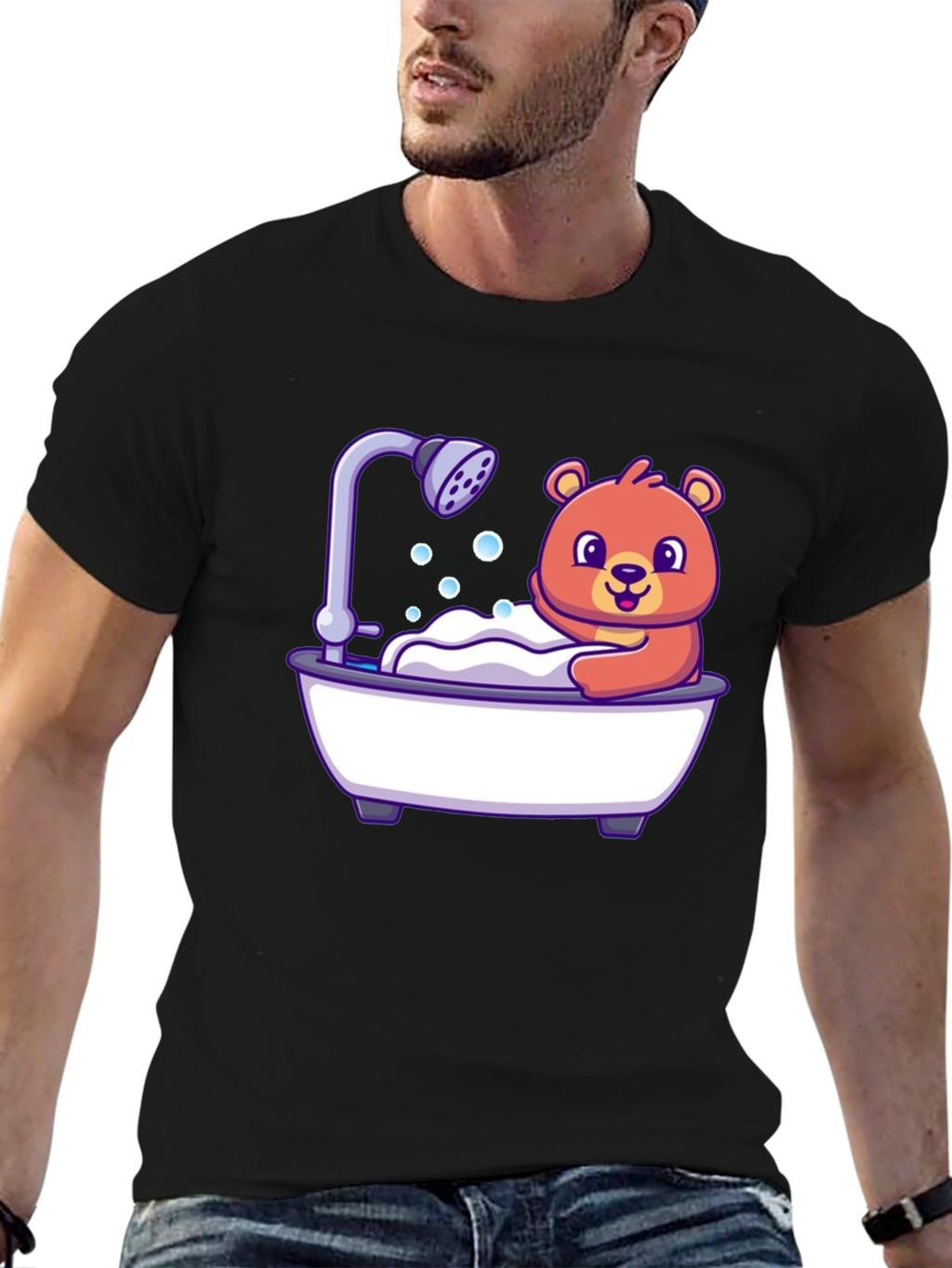 Cute Bear Taking Bath T-Shirt