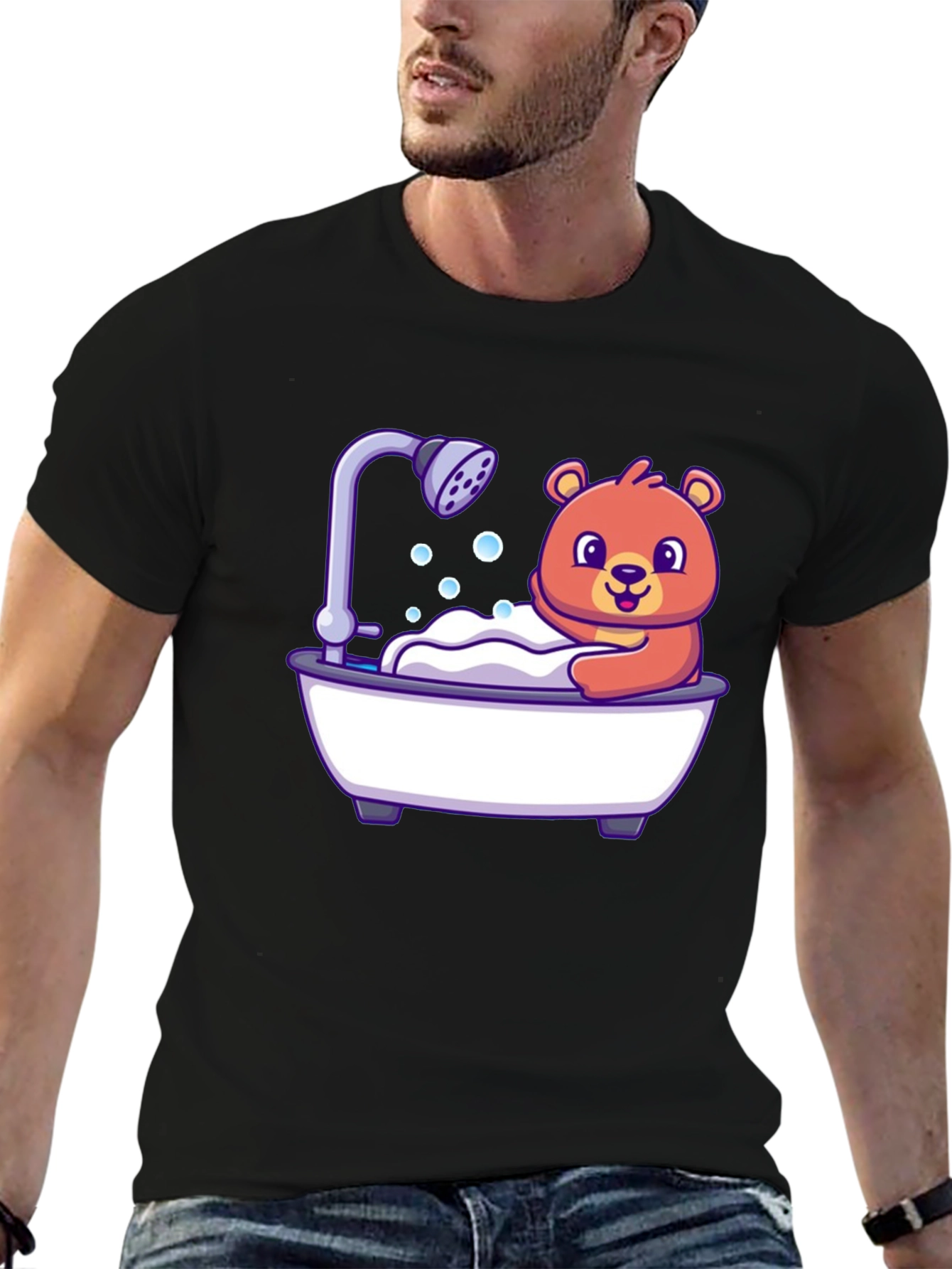 Cute Bear Taking Bath T-Shirt