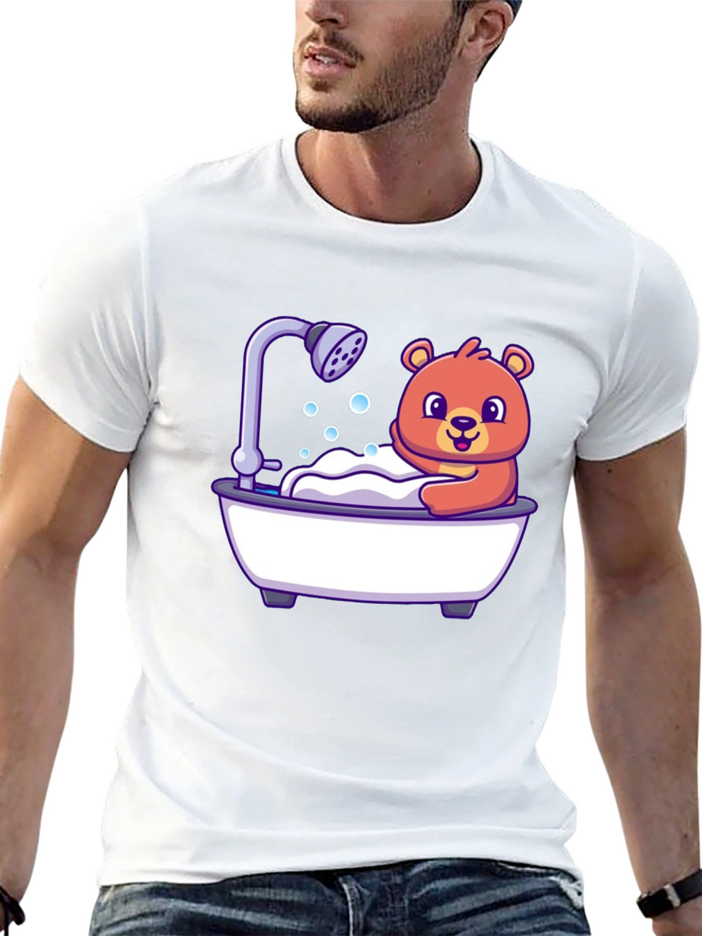 Cute Bear Taking Bath T-Shirt