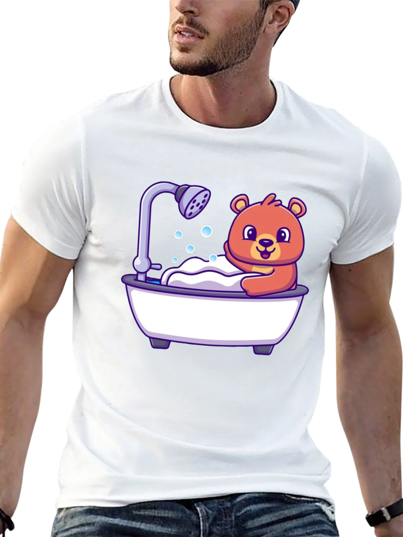 Cute Bear Taking Bath T-Shirt