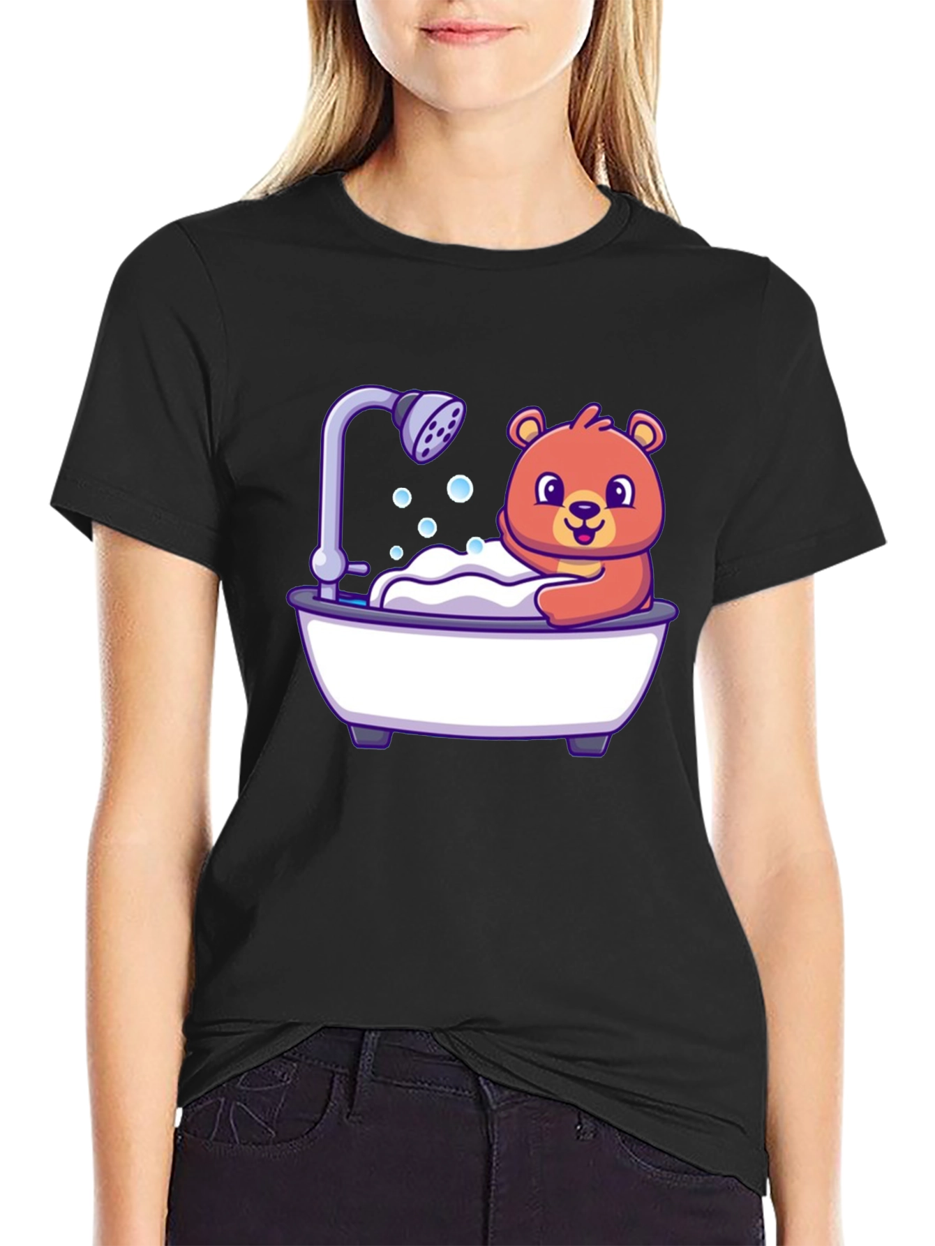 Cute Bear Taking Bath T-Shirt