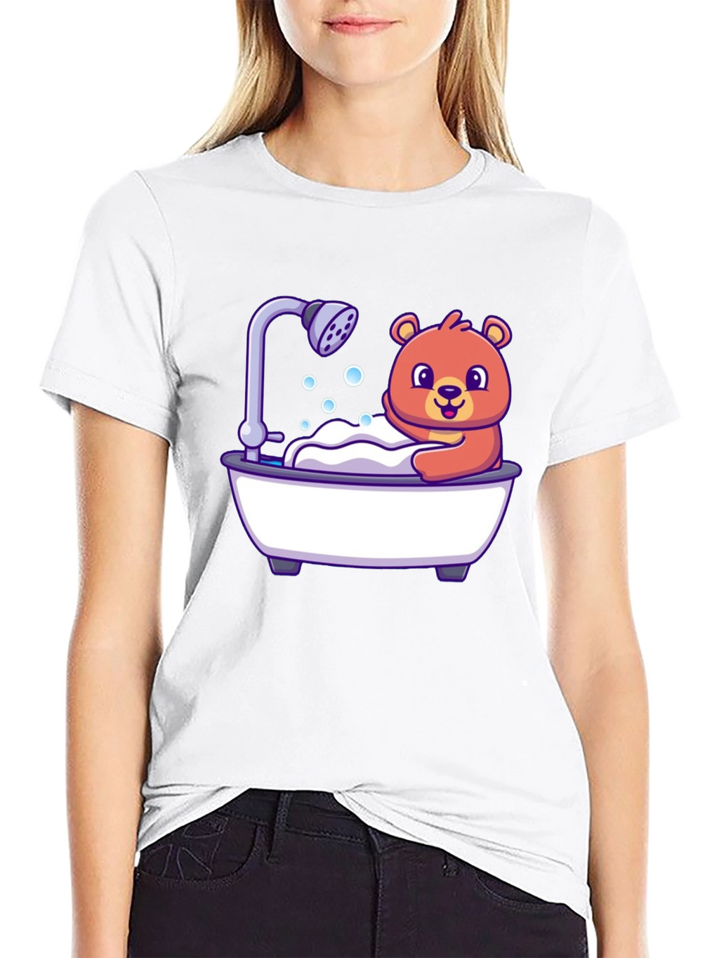 Cute Bear Taking Bath T-Shirt