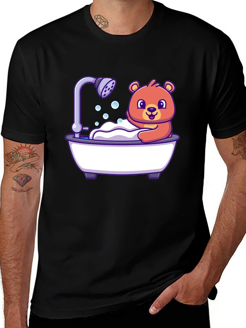 Cute Bear Taking Bath T-Shirt